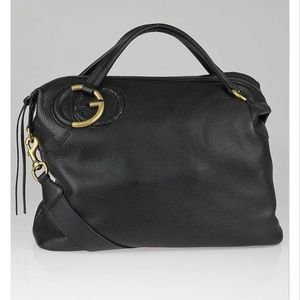 Gucci black pebbled Leather tote/ shoulder bag.